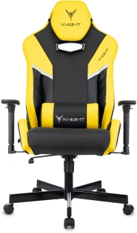 Кресло игровое Knight Thunder 5X черный/желтый экокожа крестов. металл - купить недорого с доставкой в интернет-магазине