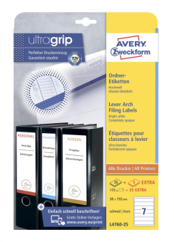 Этикетки Avery Zweckform L4760-25 A4 38x192мм 7шт на листе/80г/м2/25л./белый самоклей. универсальная - купить недорого с доставкой в интернет-магазине
