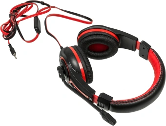 Наушники с микрофоном Оклик HS-L200 черный/красный 2.2м накладные оголовье (359484) - купить недорого с доставкой в интернет-магазине
