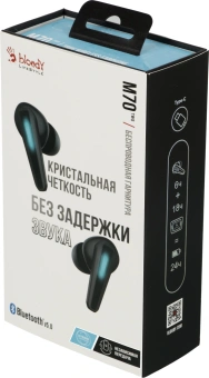 Гарнитура внутриканальные A4Tech Bloody M70 черный/синий беспроводные bluetooth в ушной раковине (M70 BLACK+BLUE) - купить недорого с доставкой в интернет-магазине