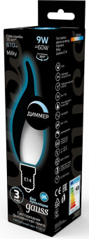 Лампа светодиодная Gauss Filament 104201209-D 9Вт цок.:E14 свеча 220B 4100K св.свеч.бел.нейт. (упак.:10шт) - купить недорого с доставкой в интернет-магазине