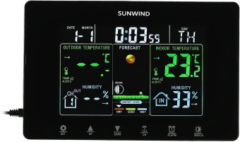 Погодная станция SunWind SW-WSH160-COLOR черный - купить недорого с доставкой в интернет-магазине
