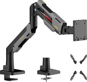 Кронштейн для мониторов Ultramounts UM743BG черный/серый 24"-57" макс.30кг крепление к столешнице поворот и наклон - купить недорого с доставкой в интернет-магазине