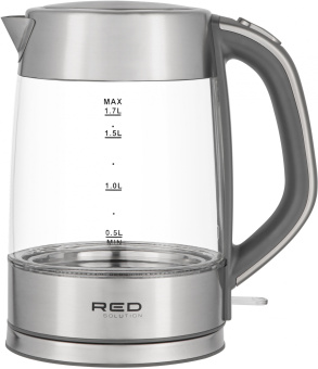 Чайник электрический Red Solution RK-G138 1.7л. 2200Вт серый корпус: стекло - купить недорого с доставкой в интернет-магазине