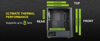 Корпус Azza Forest черный без БП ATX 4x120mm 4x140mm 2xUSB3.0 audio bott PSU - купить недорого с доставкой в интернет-магазине