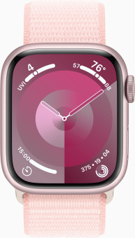 Смарт-часы Apple Watch Series 9 A2978 41мм OLED корп.розовый Sport Loop рем.светло-розовый разм.брасл.:130-200мм (MR953LL/A) - купить недорого с доставкой в интернет-магазине