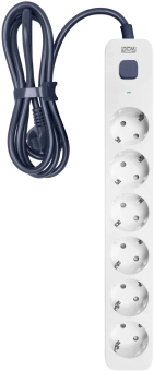Сетевой фильтр Powercom SP-06W 1.8М 1.8м (6 розеток) белый/серый (коробка) - купить недорого с доставкой в интернет-магазине
