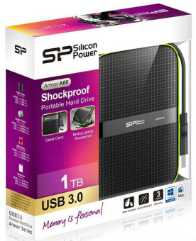Жесткий диск Silicon Power USB3.0 1TB SP010TBPHDA60S3K A60 SP010TBPHDA60S3K Armor 2.5" черный - купить недорого с доставкой в интернет-магазине