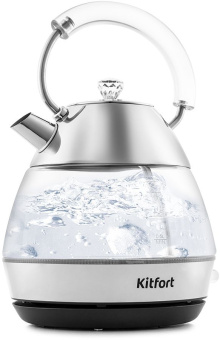 Чайник электрический Kitfort КТ-678 1.7л. 2200Вт серебристый (корпус: стекло) - купить недорого с доставкой в интернет-магазине