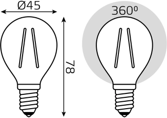 Лампа филам. Gauss Filament 8Вт цок.:E14 шар 220B св.свеч.бел.теп. (упак.:10шт) (52118) - купить недорого с доставкой в интернет-магазине