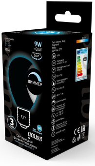 Лампа светодиодная Gauss Filament 105202209-D 9Вт цок.:E27 шар 220B св.свеч.бел.нейт. (упак.:10шт) - купить недорого с доставкой в интернет-магазине