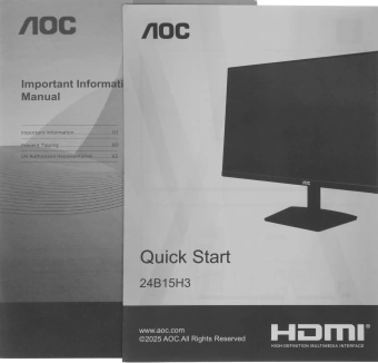 Монитор AOC 23.8" 24B15H3 черный IPS 16:9 HDMI матовая 1000:1 250cd 178гр/178гр 1920x1080 120Hz VGA FHD 2.8кг - купить недорого с доставкой в интернет-магазине