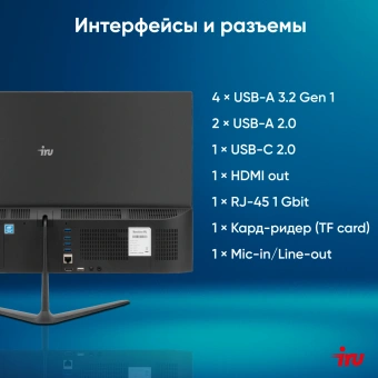 Моноблок IRU P233 23.8" Full HD i3 1220P (1.5) 16Gb SSD512Gb UHDG CR Windows 11 Pro 64 GbitEth WiFi BT 65W Cam черный 1920x1080 - купить недорого с доставкой в интернет-магазине