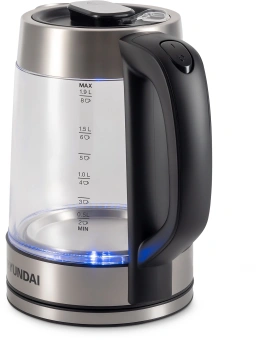 Чайник электрический Hyundai HYK-G4015 1.9л. 2200Вт черный/серебристый корпус: стекло - купить недорого с доставкой в интернет-магазине