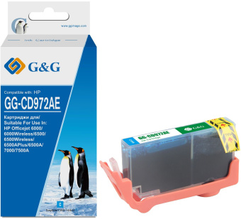Картридж струйный G&G GG-CD972AE голубой (14.6мл) для HP Officejet 6000/6500/6500A/7000/7500A - купить недорого с доставкой в интернет-магазине