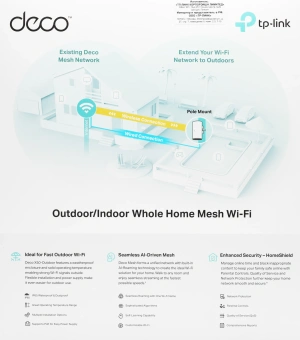 Бесшовный Mesh роутер TP-Link Deco X50-Outdoor(1-pack) AX3000 1000BASE-T белый - купить недорого с доставкой в интернет-магазине