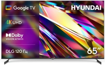 Телевизор LED Hyundai 65" H-LED65BU7011 Google TV Frameless Metal черный/черный 4K Ultra HD 60Hz MEMC DVB-T DVB-T2 DVB-C DVB-S DVB-S2 USB WiFi Smart TV - купить недорого с доставкой в интернет-магазине