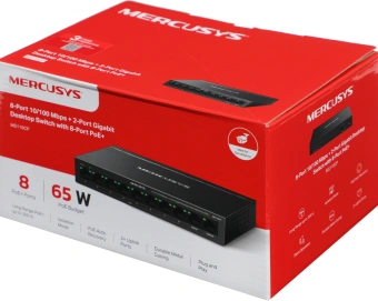 Коммутатор Mercusys MS110CP (L2) 8x100Мбит/с 2x1Гбит/с 8PoE+ 65W неуправляемый - купить недорого с доставкой в интернет-магазине