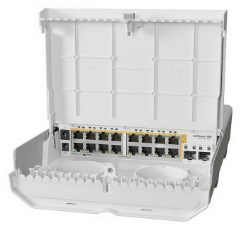 Коммутатор MikroTik netPower 16P CRS318-16P-2S+OUT (L3) 16x1Гбит/с 2SFP+ 16PoE 300W управляемый - купить недорого с доставкой в интернет-магазине