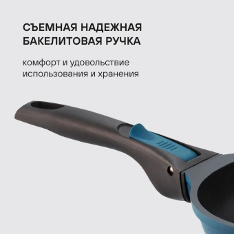 Сковорода Rondell Del mar RDA-1848 круглая 26см покрытие: Xylan Plus ручка съемная (без крышки) синий - купить недорого с доставкой в интернет-магазине