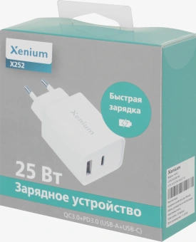 Сетевое зар./устр. Xenium X252 25W 3A+2A USB/USB Type-C универсальное белый (CCX252CW/00) - цена, купить или заказать с доставкой в интернет-магазине Сетевое зар./устр. Xenium X252 25W 3A+2A USB/USB Type-C универсальное белый (CCX252CW/00) - купить недорого с доставкой в интернет-магазине