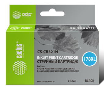 Картридж струйный Cactus CS-CB321N(CS-CB321) №178XL черный (21.6мл) для HP PS B8553/C5383/C6383/D5463 - купить недорого с доставкой в интернет-магазине