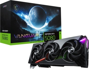 Видеокарта MSI PCI-E RTX 5080 16G VANGUARD SOC NVIDIA GeForce RTX 5080 16Gb 256bit GDDR7 2730/30000 HDMIx1 DPx3 HDCP Ret - купить недорого с доставкой в интернет-магазине
