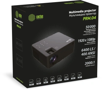 Проектор Cactus CS-PRM.04B.WUXGA-A LCD 10000Lm LS 450Lm ANSI (1920x1080) 2000:1 ресурс лампы:50000часов 2xUSB typeA 3xHDMI 2.5кг - купить недорого с доставкой в интернет-магазине