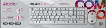 Клавиатура + мышь Defender Milan C-992 клав:белый мышь:белый/красный USB беспроводная Multimedia (45994) - купить недорого с доставкой в интернет-магазине