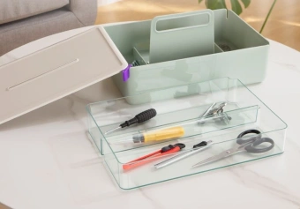 Короб для хранения Deli XDM16green 2отд. 317x212x142,5мм зеленый/серый пластик - купить недорого с доставкой в интернет-магазине