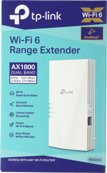 Повторитель беспроводного сигнала TP-Link RE600X AX1800 10/100/1000BASE-TX белый - купить недорого с доставкой в интернет-магазине