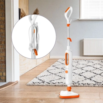 Швабра паровая Kitfort КТ-1048-2 1300Вт белый/оранжевый - купить недорого с доставкой в интернет-магазине