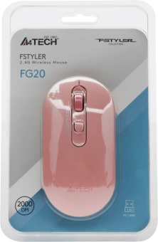 Мышь A4Tech Fstyler FG20 розовый оптическая 2000dpi беспров. USB для ноутбука 4but (FG20 PINK) - купить недорого с доставкой в интернет-магазине