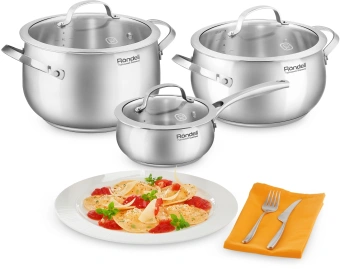 Ковш Rondell Calypso RDS-1670 1.5л. d=16см (с крышкой) стальной - купить недорого с доставкой в интернет-магазине