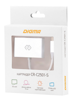 Устройство чтения карт памяти Type C Digma CR-С2501-S серебристый - купить недорого с доставкой в интернет-магазине