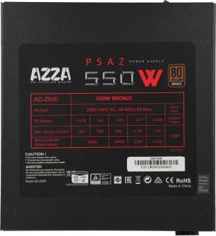 Блок питания Azza ATX 550W PSAZ-550W 80+ bronze (20+4pin) APFC 120mm fan 5xSATA RTL - купить недорого с доставкой в интернет-магазине