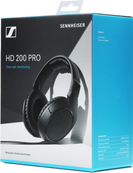 Наушники мониторные Sennheiser HD 200 PRO 2м черный проводные оголовье (507182) - купить недорого с доставкой в интернет-магазине