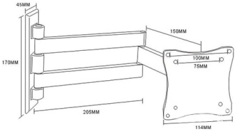 Кронштейн для телевизора Arm Media LCD-7101 серебристый 10"-26" макс.15кг настенный поворотно-выдвижной и наклонный - купить недорого с доставкой в интернет-магазине