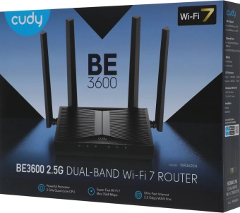 Роутер беспроводной Cudy WR3600H BE3600 100/1000/2500BASE-T черный - купить недорого с доставкой в интернет-магазине