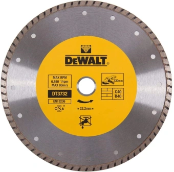 Диск алмазный DeWalt DT3732 d=230мм d(посад.)=22.2мм (угловые шлифмашины) - купить недорого с доставкой в интернет-магазине
