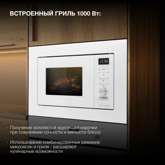 Микроволновая печь Hyundai HBW 2040 WG 20л. 800Вт белый (встраиваемая) - купить недорого с доставкой в интернет-магазине