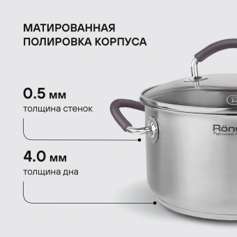 Кастрюля Rondell Akzent RDS-1387 2.1л. d=18см (с крышкой) стальной - купить недорого с доставкой в интернет-магазине