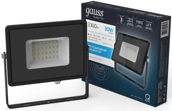 Прожектор уличный Gauss Qplus 613511330 светодиодный 30Втчерный - купить недорого с доставкой в интернет-магазине