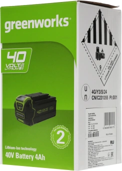 Батарея аккумуляторная Greenworks G40B4 40В 4Ач Li-Ion (2927007) - купить недорого с доставкой в интернет-магазине