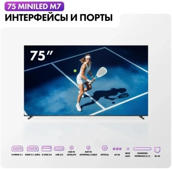 Телевизор LED Haier 75" M7 Frameless черный 4K Ultra HD 144Hz MEMC DVB-T DVB-T2 DVB-C DVB-S2 USB WiFi Smart TV - купить недорого с доставкой в интернет-магазине