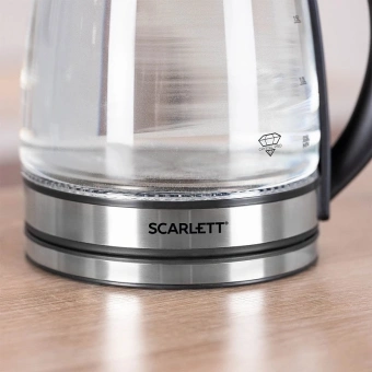 Чайник электрический Scarlett SC-EK27G54 1.7л. 1800Вт серебристый/черный корпус: стекло/металл/пластик - купить недорого с доставкой в интернет-магазине