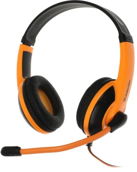 Наушники с микрофоном Defender Warhead G-120 оранжевый/черный 2м накладные оголовье (64099) - купить недорого с доставкой в интернет-магазине
