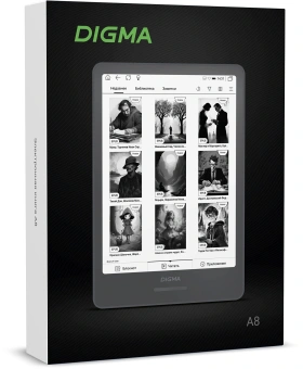 Электронная книга Digma A8 7.8" E-ink HD Carta 1873x1404 Touch Screen 1.8Ghz 3072/32Gb/SD/microSDHC/подсветка дисплея темно-серый - купить недорого с доставкой в интернет-магазине