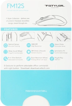 Мышь A4Tech Fstyler FM12S Panda белый/черный оптическая 1200dpi silent USB 3but - купить недорого с доставкой в интернет-магазине