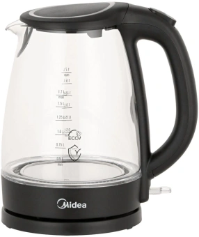 Чайник электрический Midea MK-8015 1.7л. 2200Вт черный корпус: стекло/пластик - купить недорого с доставкой в интернет-магазине